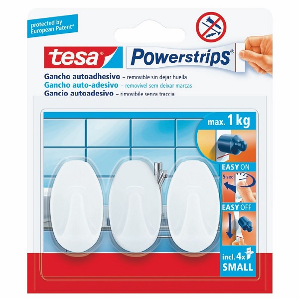 Gancio Ovale PowerStrip Small 3 Ganci + 4 Strisce